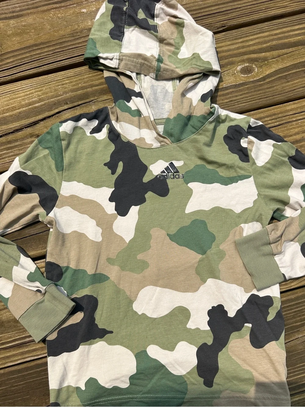 Adidas Boys Set Of Track Pants & Camo Hoodie Tshirt, Size 6